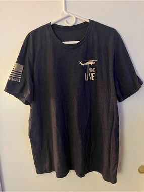 Nine Line Black Graphic Tee with Helicopter Logo. We the people are ready